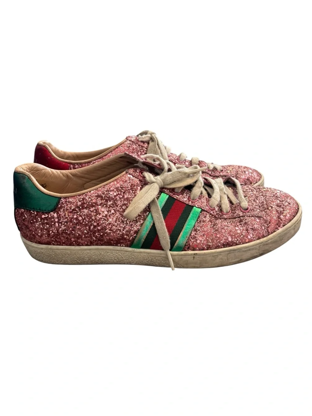 Gucci Ace Pink Glitter Sneakers - Picture 5 of 10